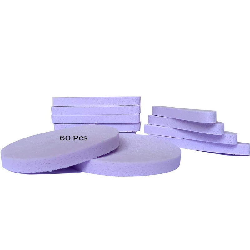 Tegelrying Facial Sponge Compressed,60 Pcs PVA Professional Makeup Removal Wash Round Face Sponges Spa Pads Exfoliating Cleansing for Women,Purple - Image 1